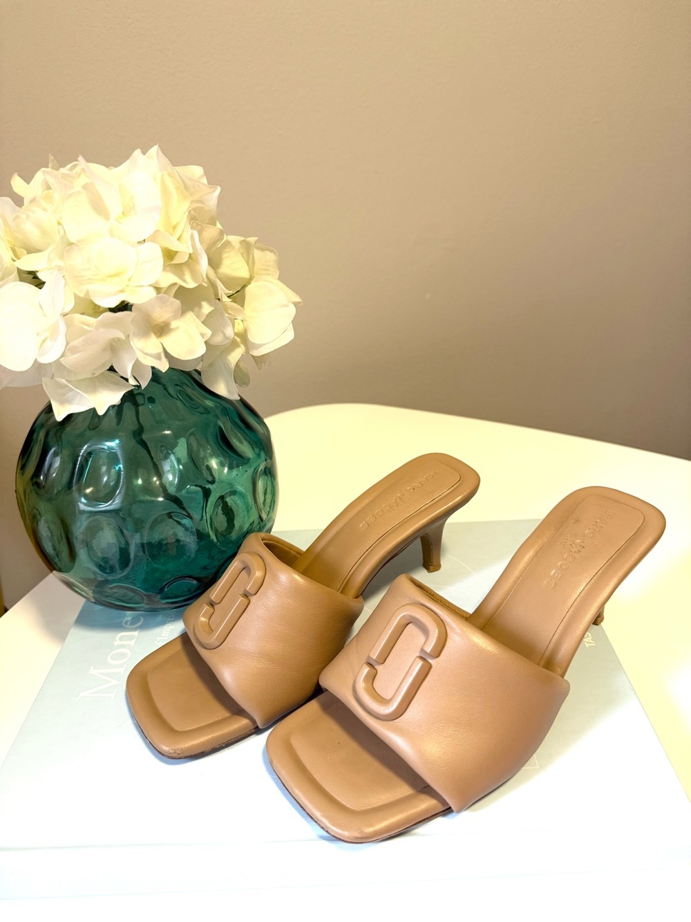 Marc Jacobs -  J Marc - Tan Leather Square-Toe Mule Heels